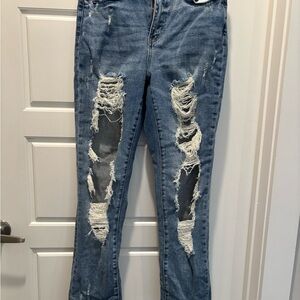 Judy Blue Ripped Skinny Jeans in Blue